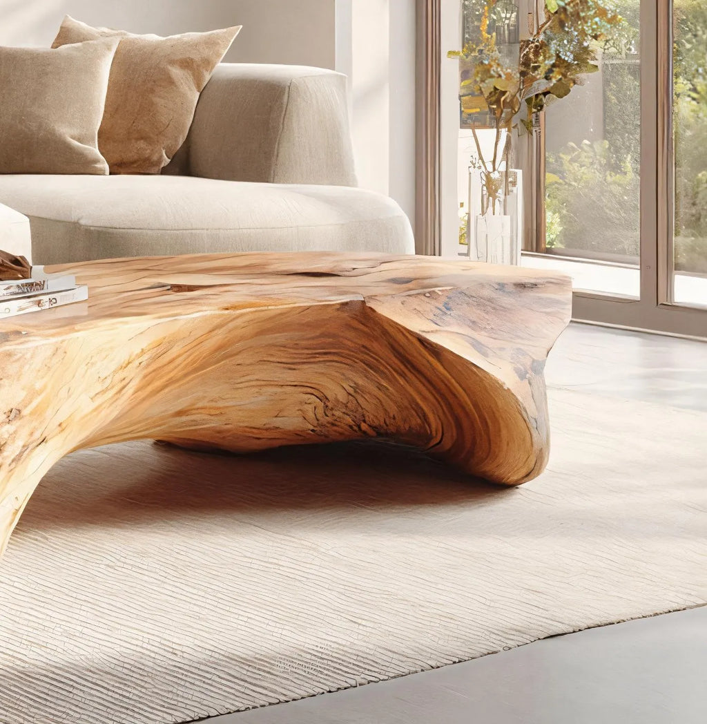 Flowing Solid Wood Coffee Table for Minimalist Living