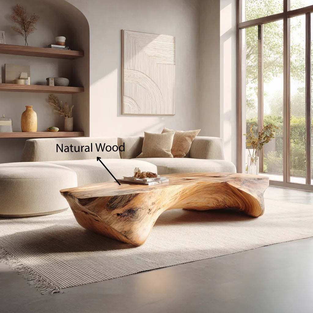 Flowing Solid Wood Coffee Table for Minimalist Living