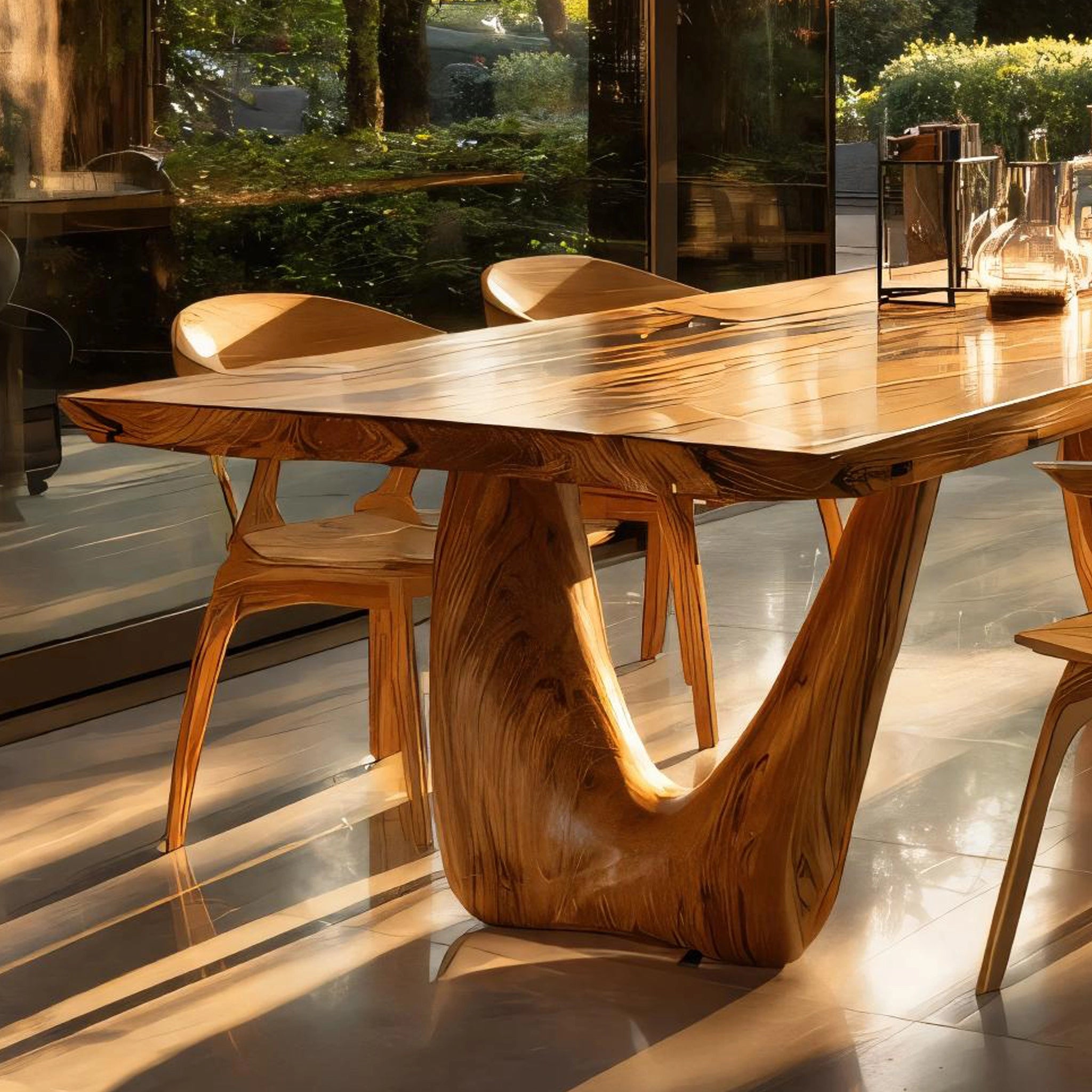 Sculptural Solid Wood Dining Table for Indoor–Outdoor Living