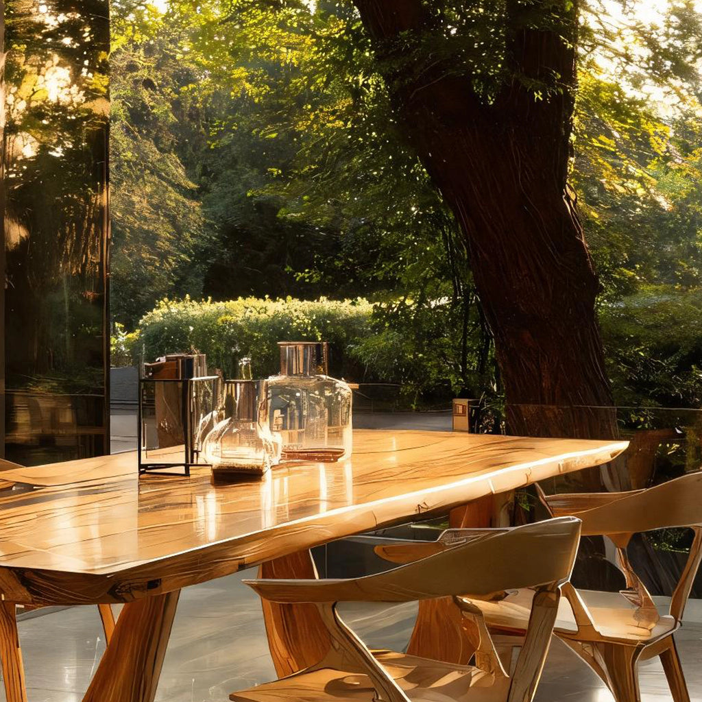 Sculptural Solid Wood Dining Table for Indoor–Outdoor Living
