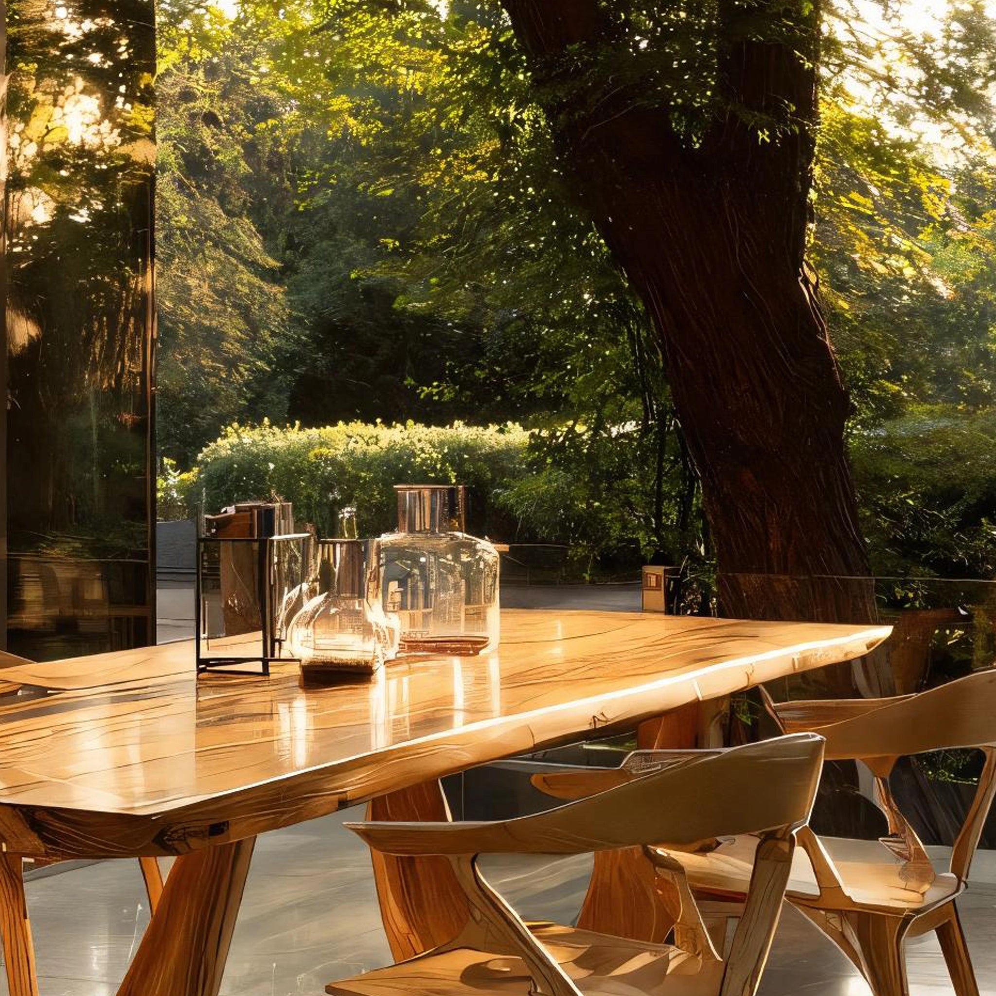 Sculptural Solid Wood Dining Table for Indoor–Outdoor Living