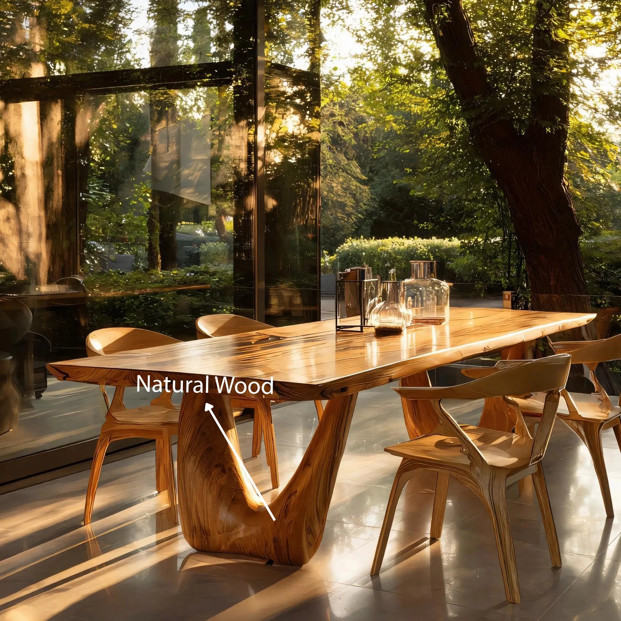 Sculptural Solid Wood Dining Table for Indoor–Outdoor Living