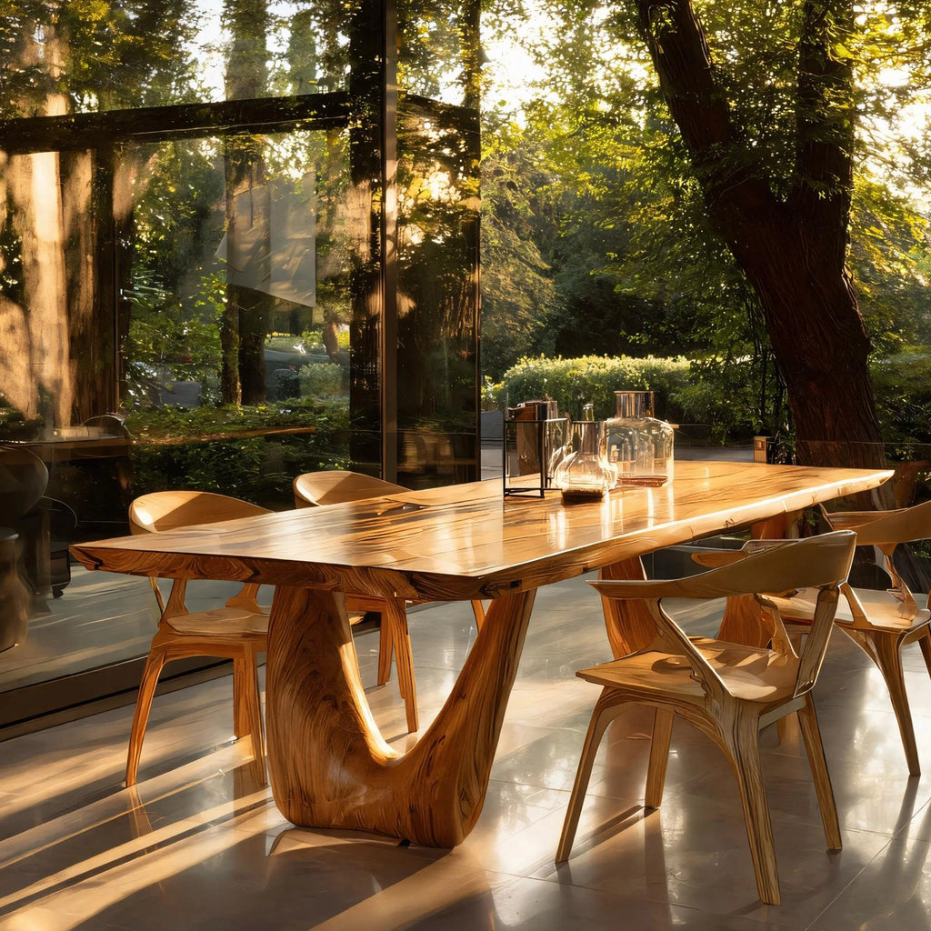 Sculptural Solid Wood Dining Table for Indoor–Outdoor Living