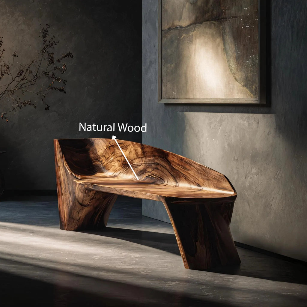 Sculptural Solid Wood Bench for Gallery Inspired Interiors