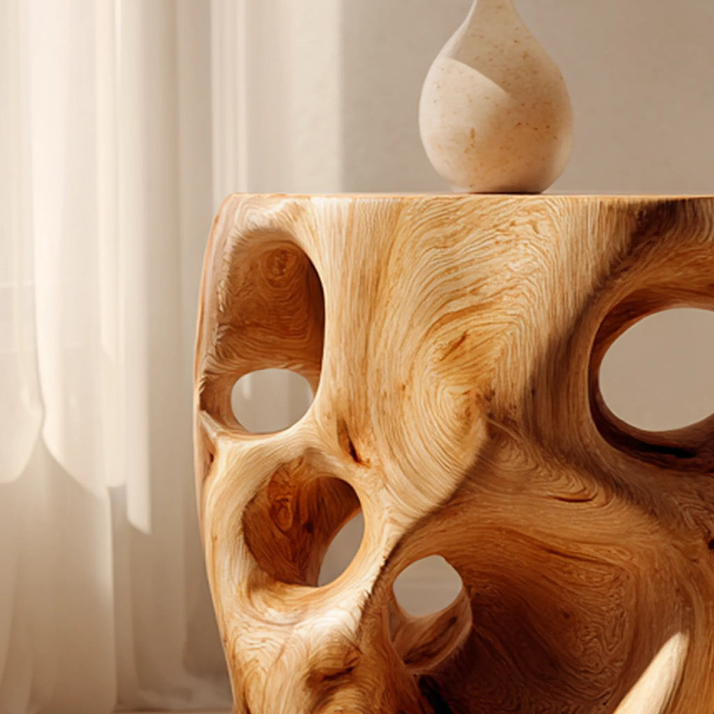 Solid Wood Cut-Out Side Table for Contemporary Living Rooms
