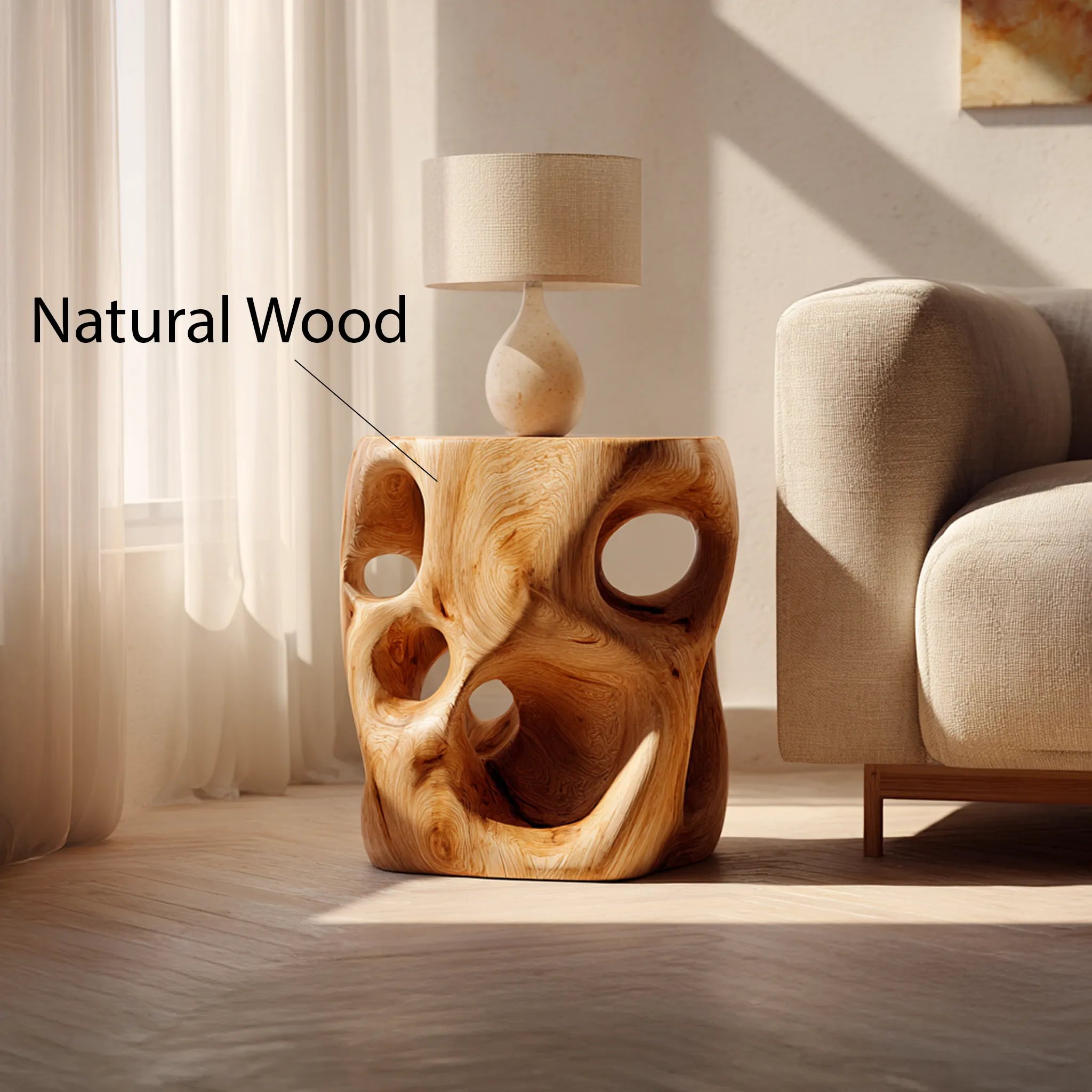 Solid Wood Cut-Out Side Table for Contemporary Living Rooms