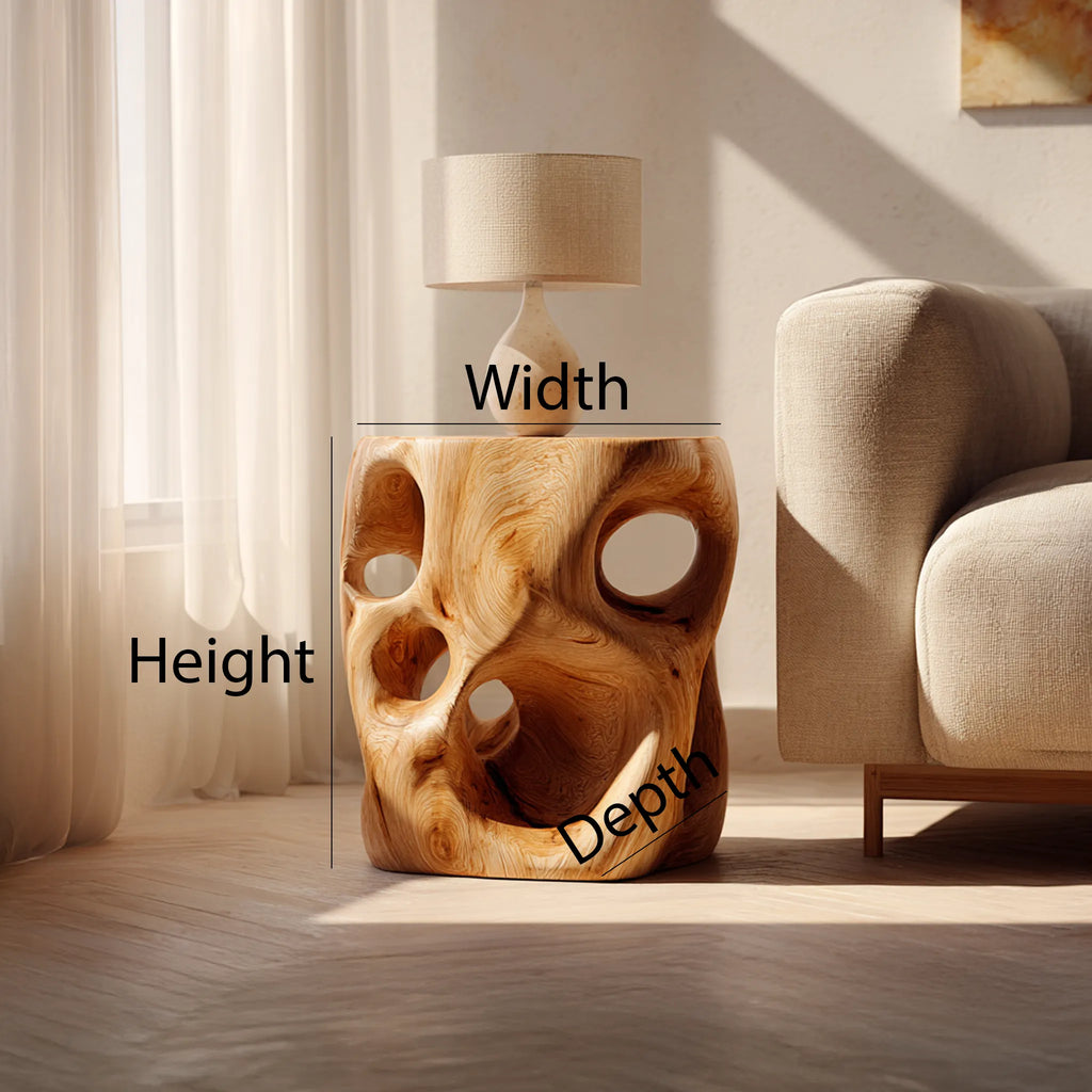 Solid Wood Cut-Out Side Table for Contemporary Living Rooms