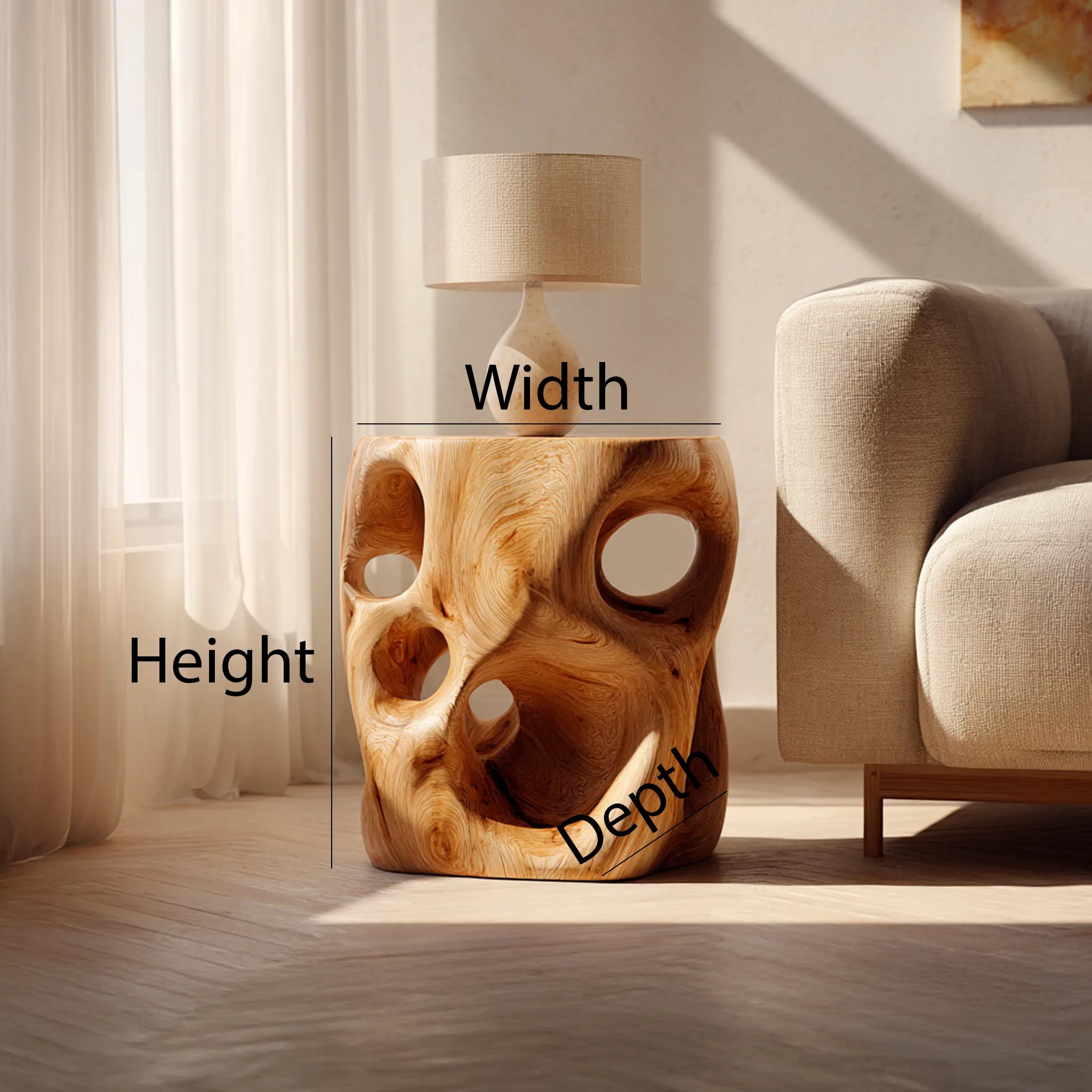 Solid Wood Cut-Out Side Table for Contemporary Living Rooms