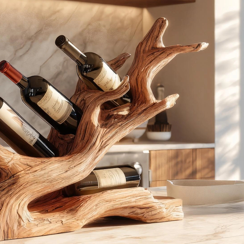 Branch Form Natural Wood Wine Rack for Organic Modern Decor