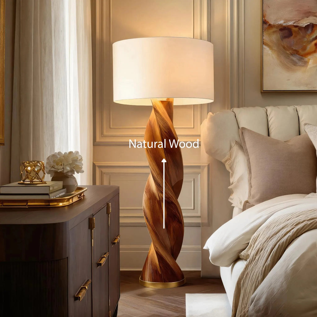 Twisted Solid Wood Floor Lamp for Luxury Modern Interiors