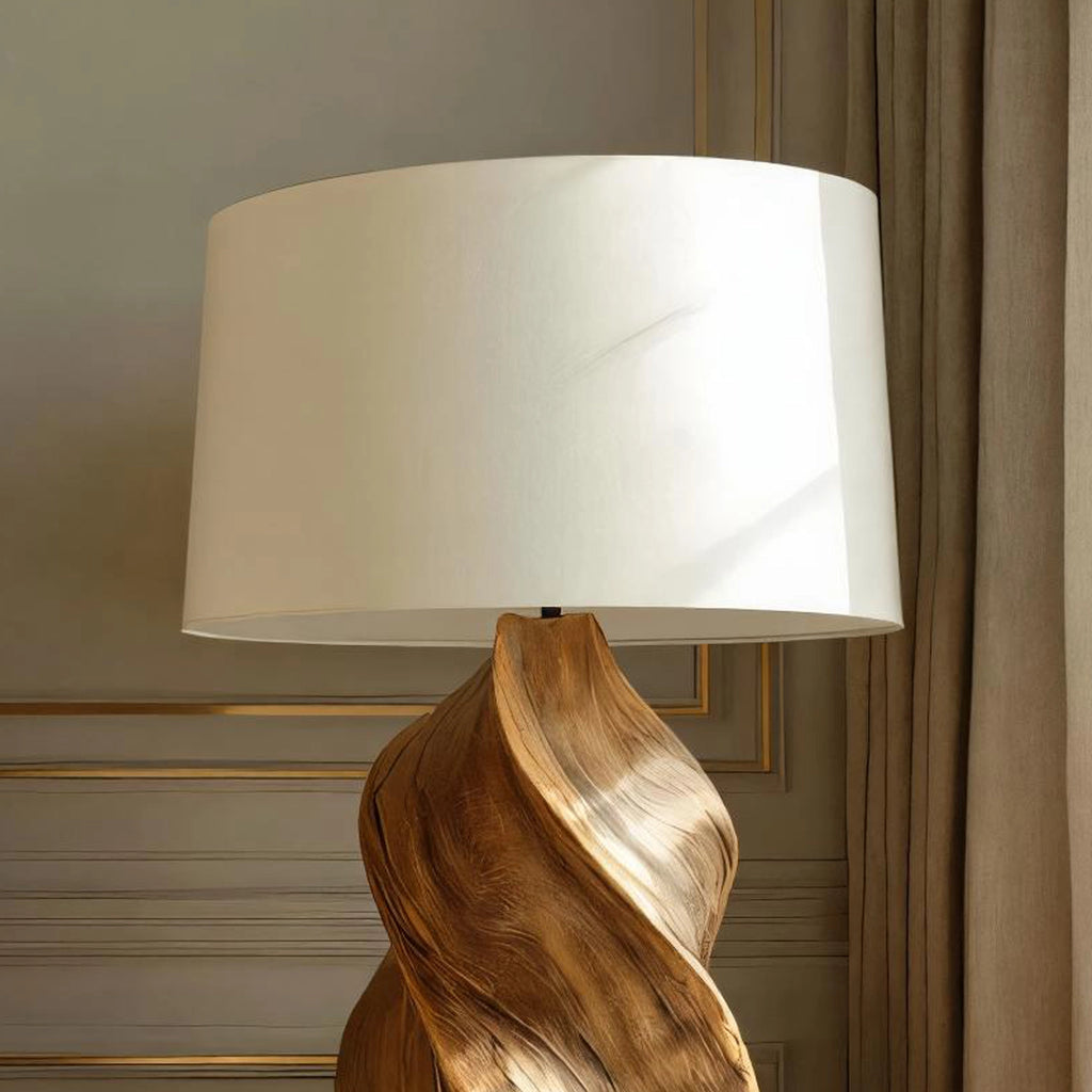 Sculptural Solid Wood Table Lamp for Modern Bedrooms