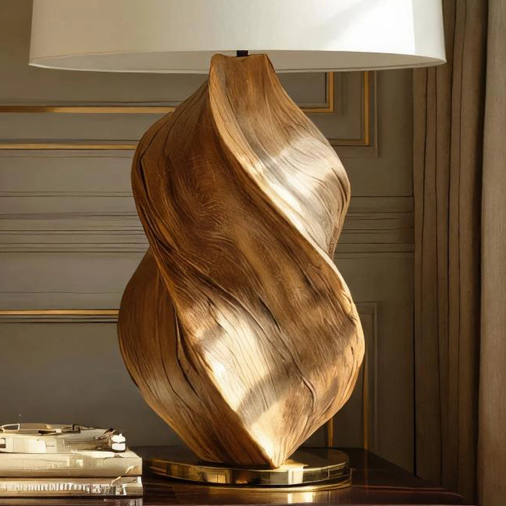 Sculptural Solid Wood Table Lamp for Modern Bedrooms