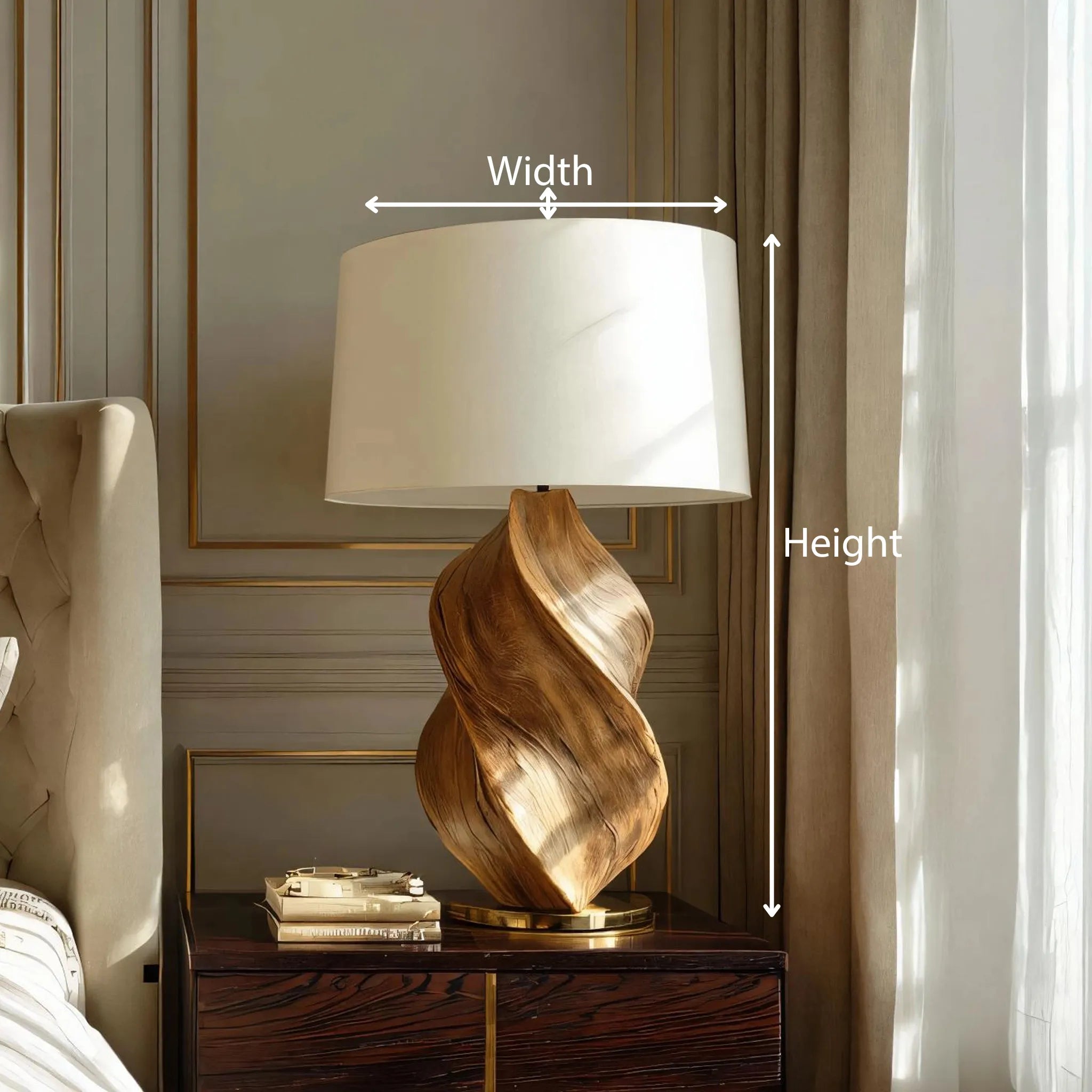 Sculptural Solid Wood Table Lamp for Modern Bedrooms