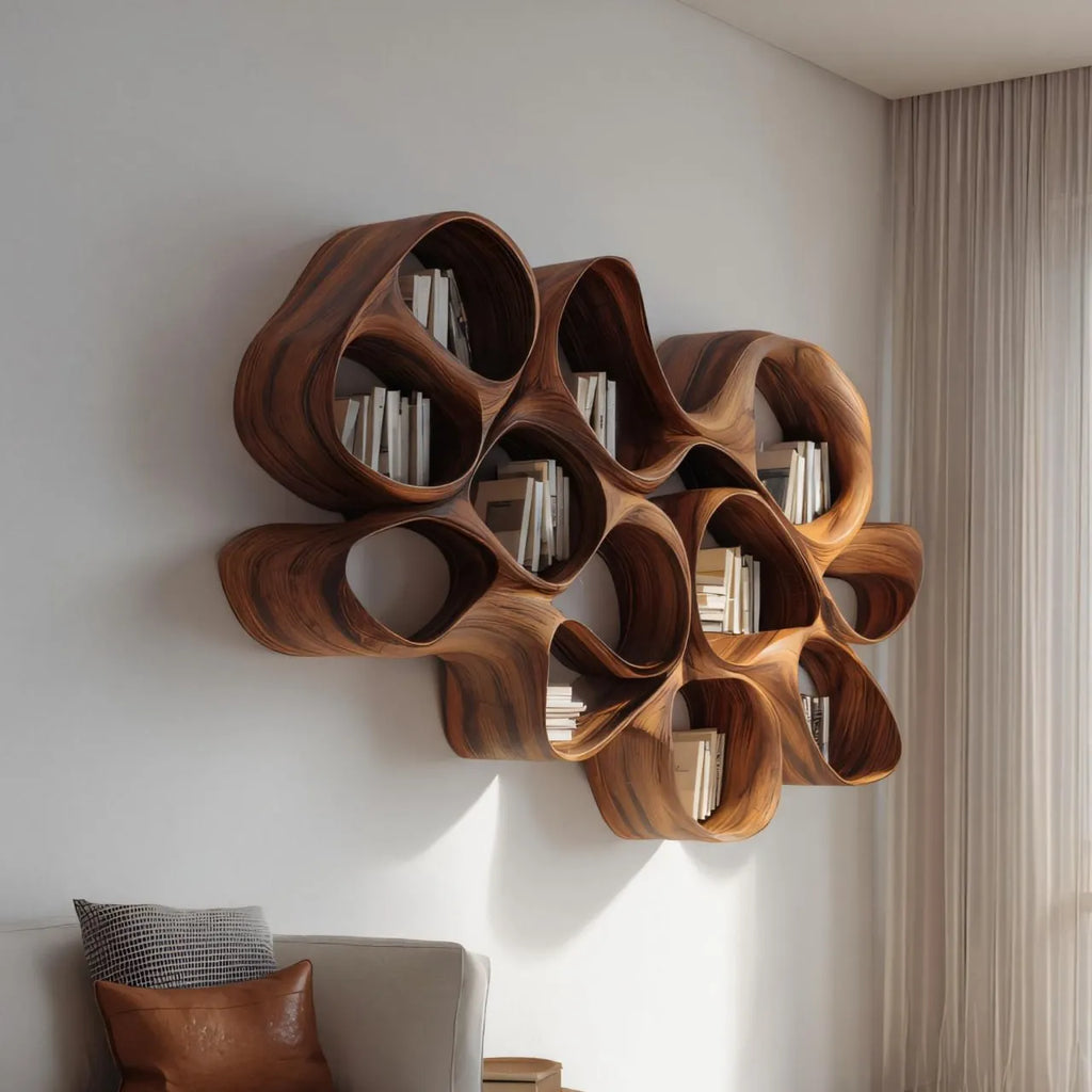 Organic Solid Wood Cloud Bookshelf for Modern Interiors