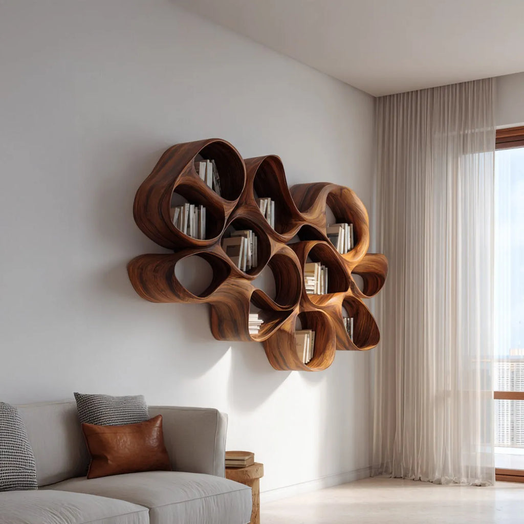 Organic Solid Wood Cloud Bookshelf for Modern Interiors