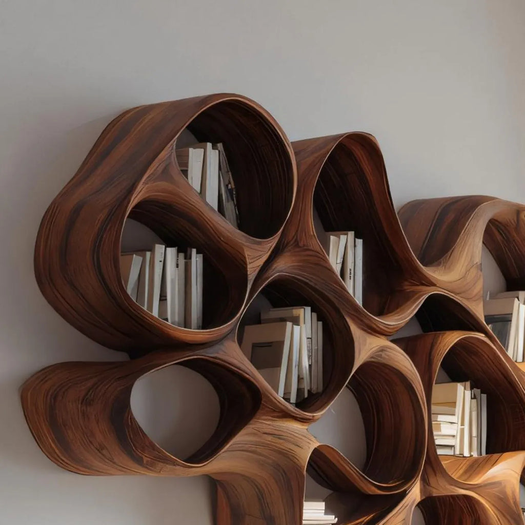Organic Solid Wood Cloud Bookshelf for Modern Interiors