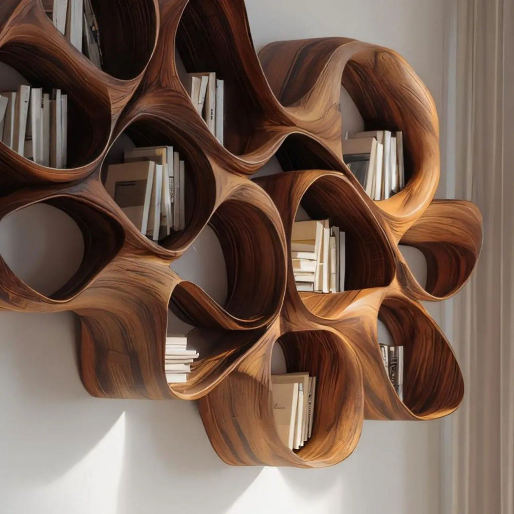 Organic Solid Wood Cloud Bookshelf for Modern Interiors