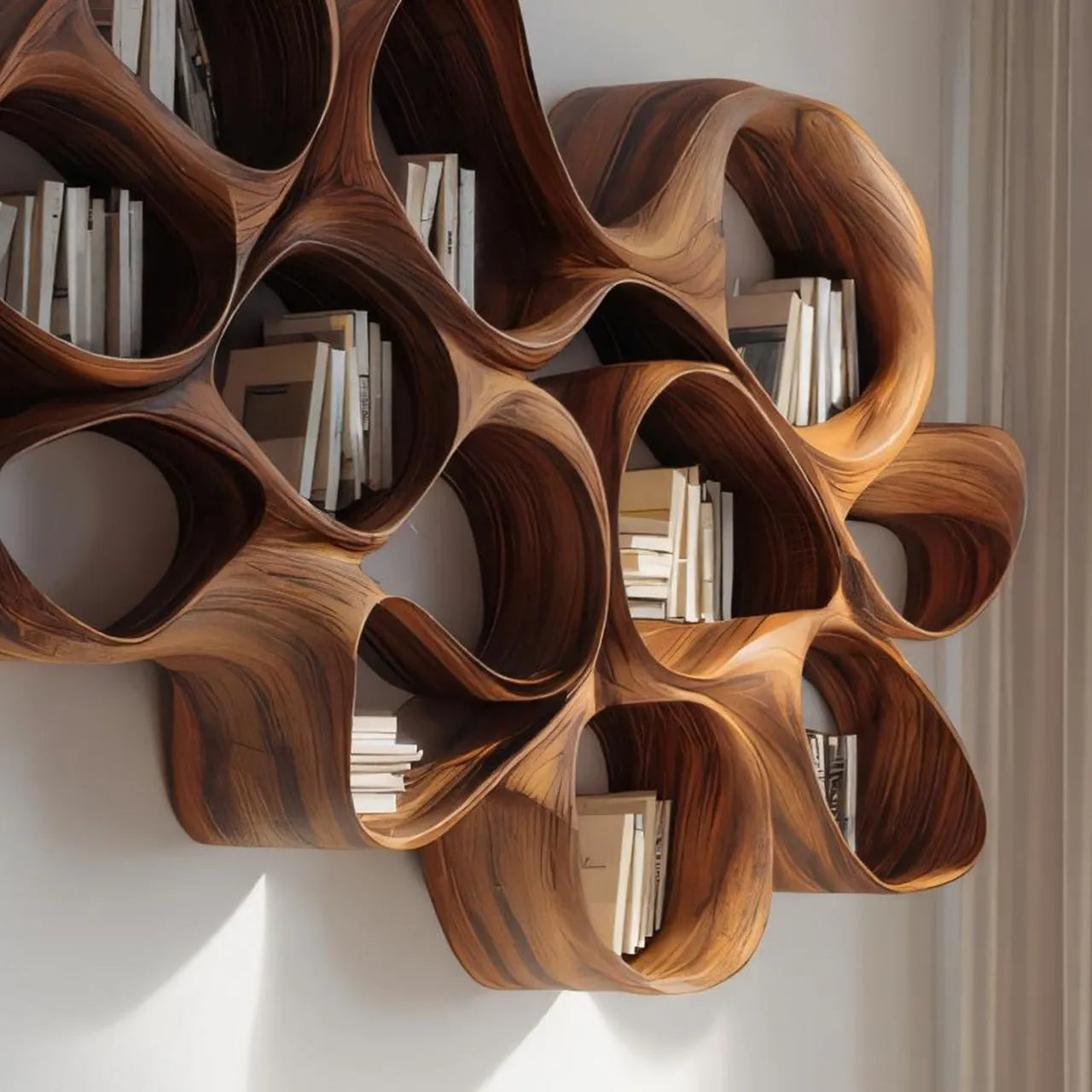 Organic Solid Wood Cloud Bookshelf for Modern Interiors