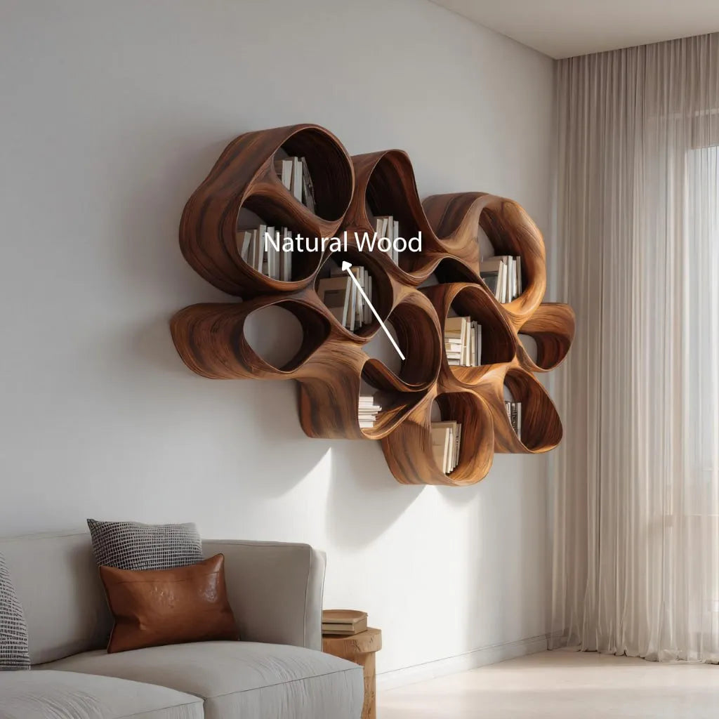 Organic Solid Wood Cloud Bookshelf for Modern Interiors
