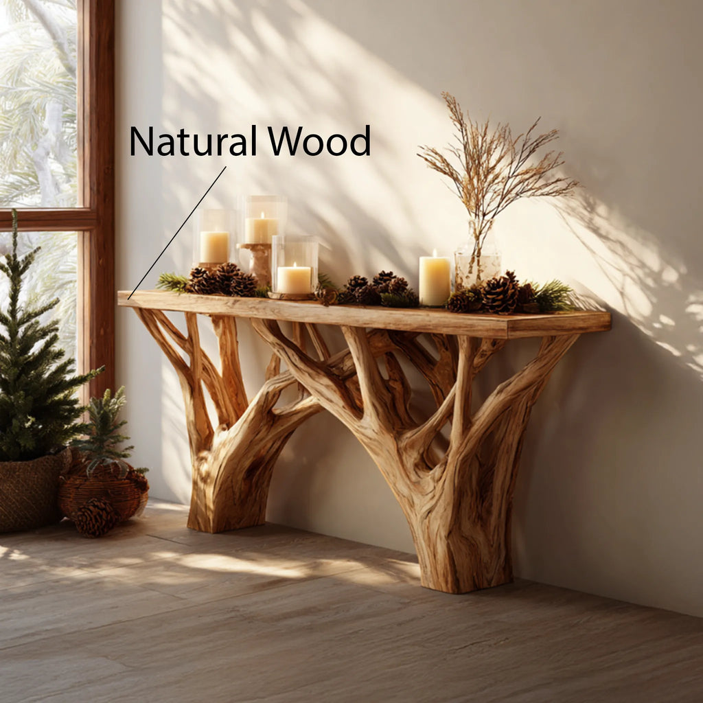 Branch-Base Solid Wood Console Table for Nature-Inspired Homes