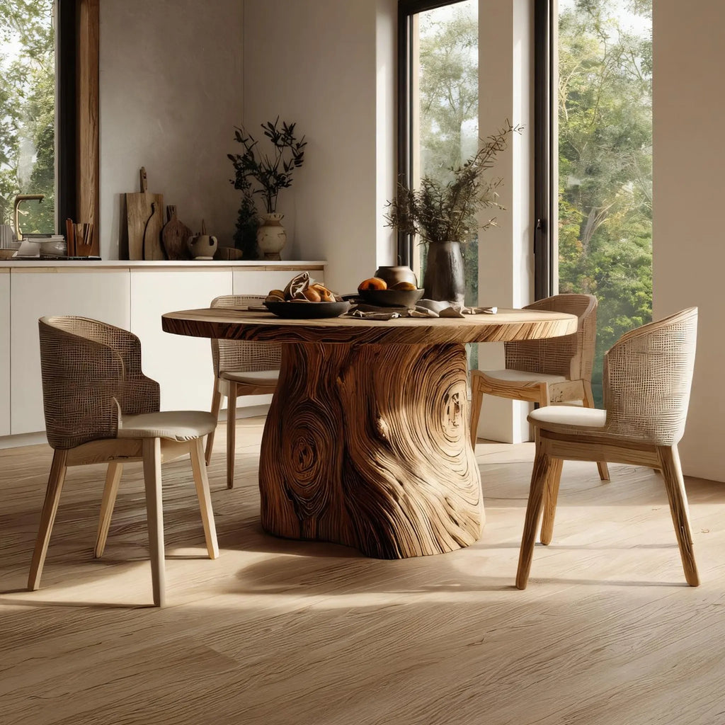 Tree-Trunk Solid Wood Dining Table for Organic Modern Homes