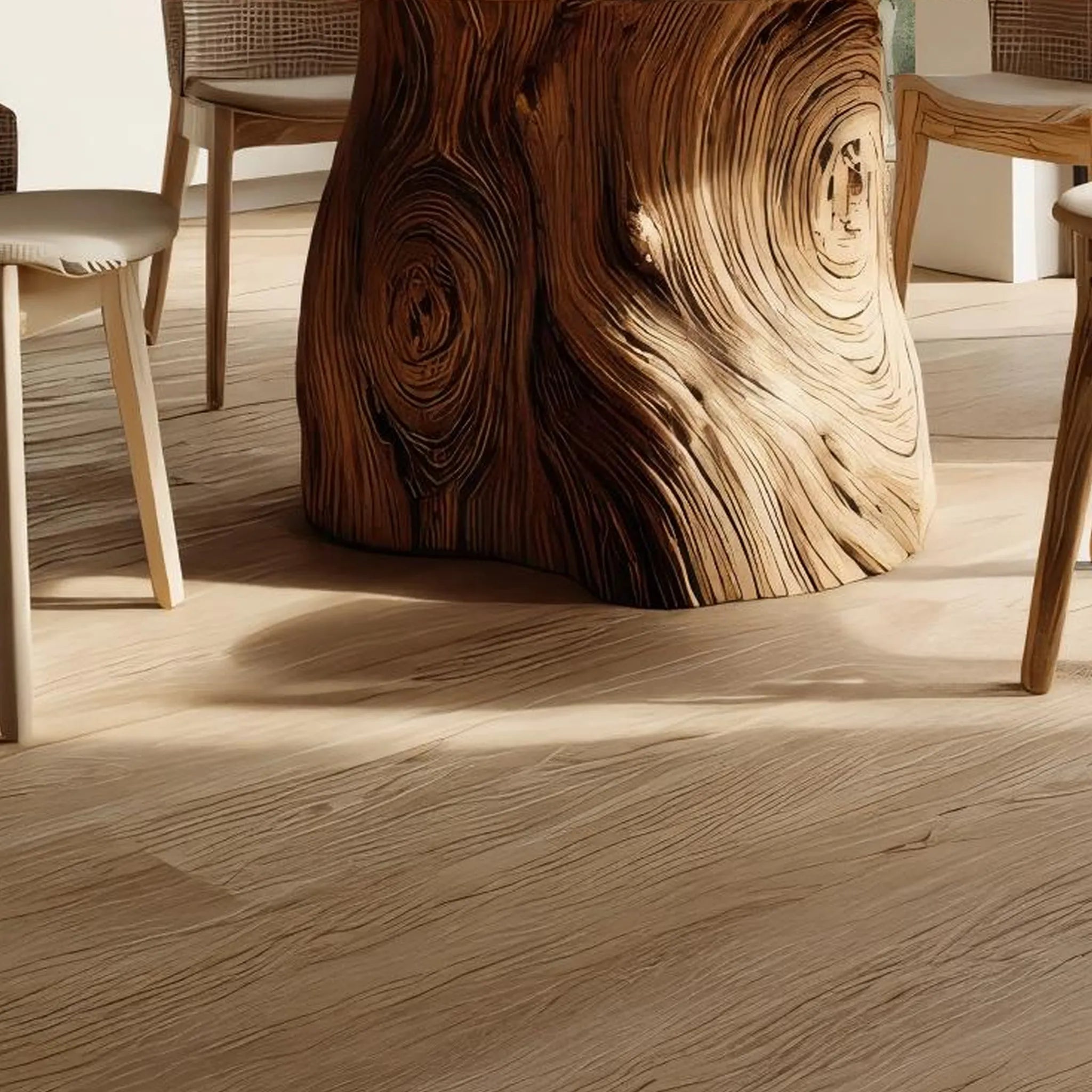 Tree-Trunk Solid Wood Dining Table for Organic Modern Homes