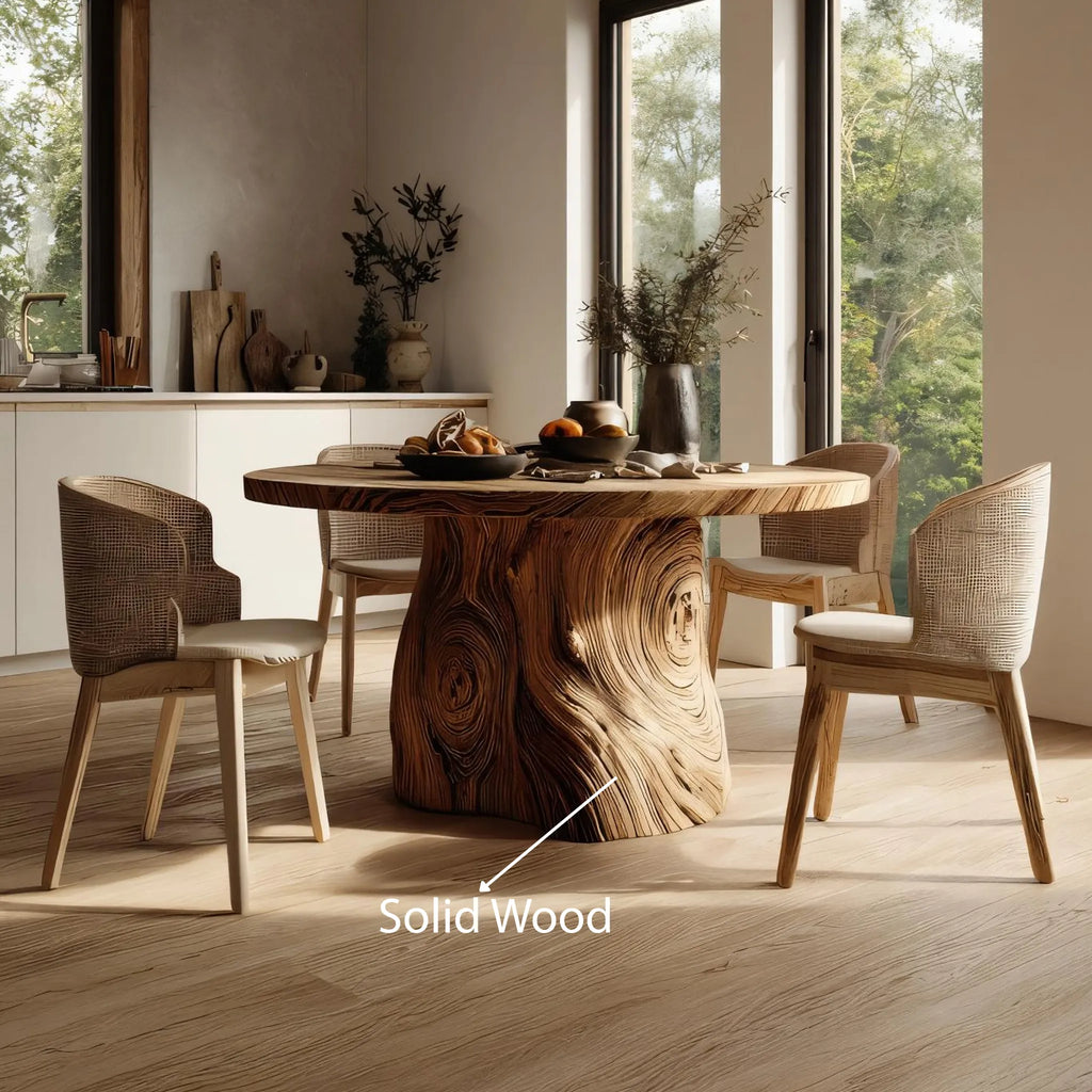 Tree-Trunk Solid Wood Dining Table for Organic Modern Homes