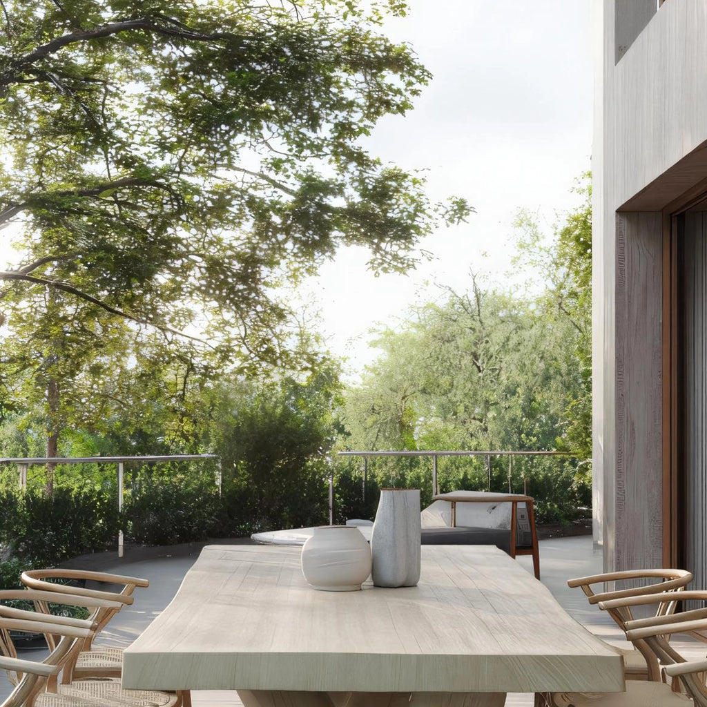 Solid Wood Cross-Base Dining Table for Terrace Living