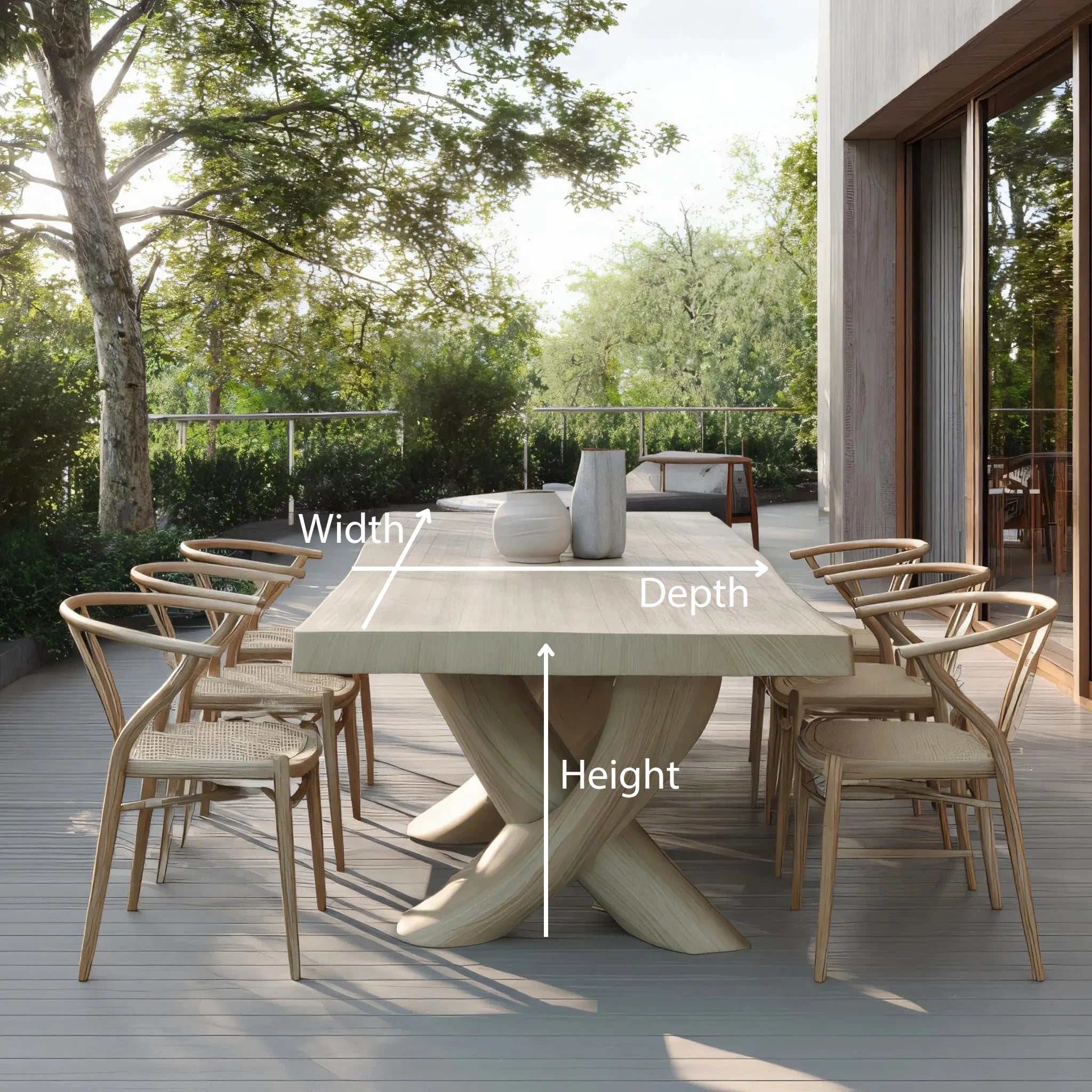 Solid Wood Cross-Base Dining Table for Terrace Living