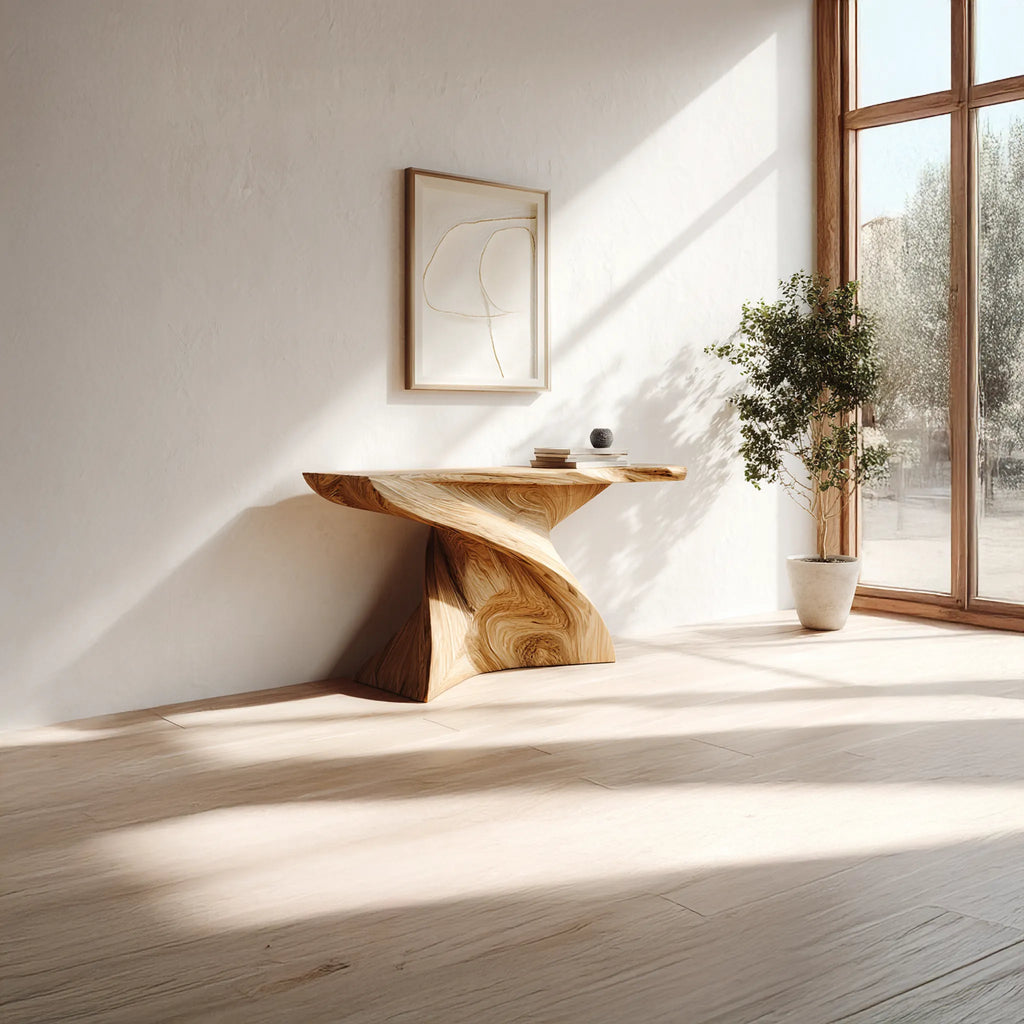 Twisted Solid Wood Console Table for Contemporary Entryways