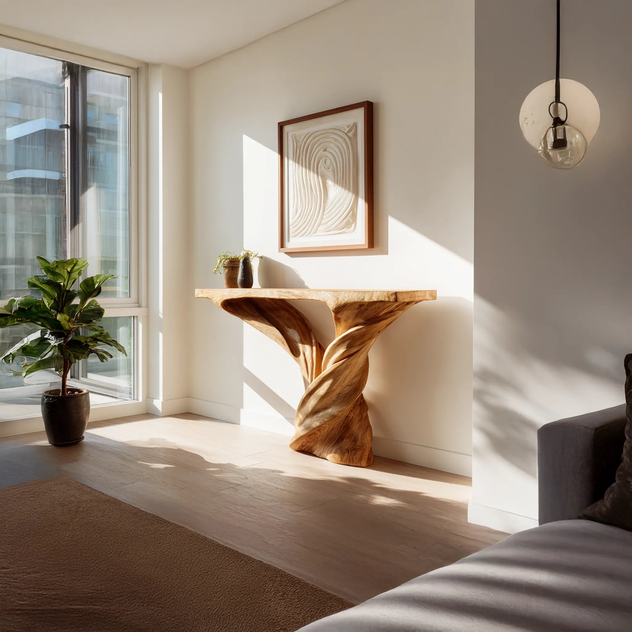 Twin Twist Solid Wood Console Table for Modern Entryways
