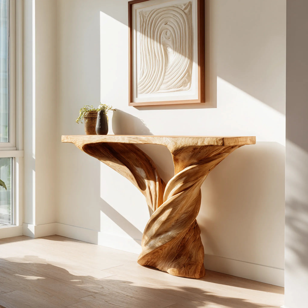 Twin Twist Solid Wood Console Table for Modern Entryways