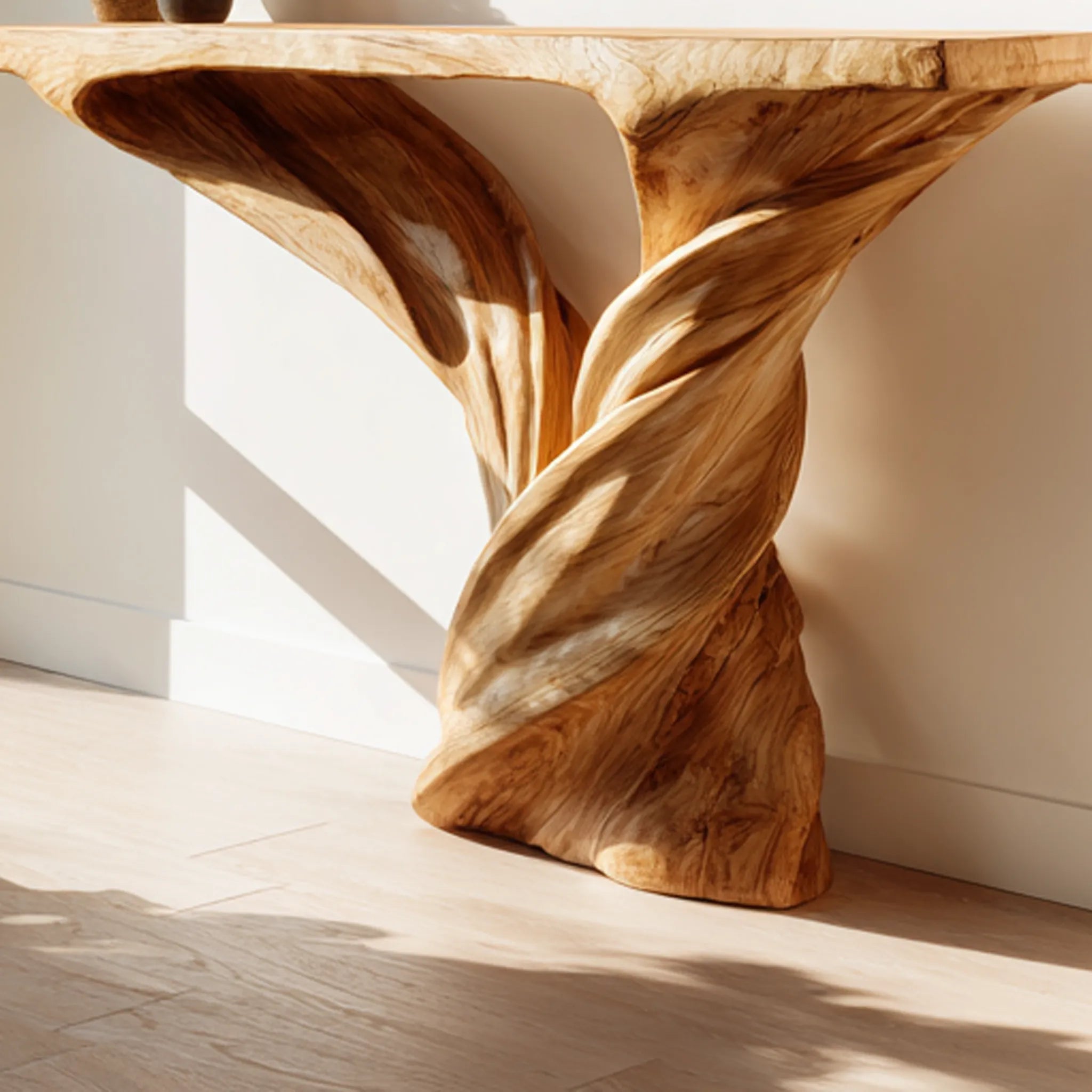 Twin Twist Solid Wood Console Table for Modern Entryways