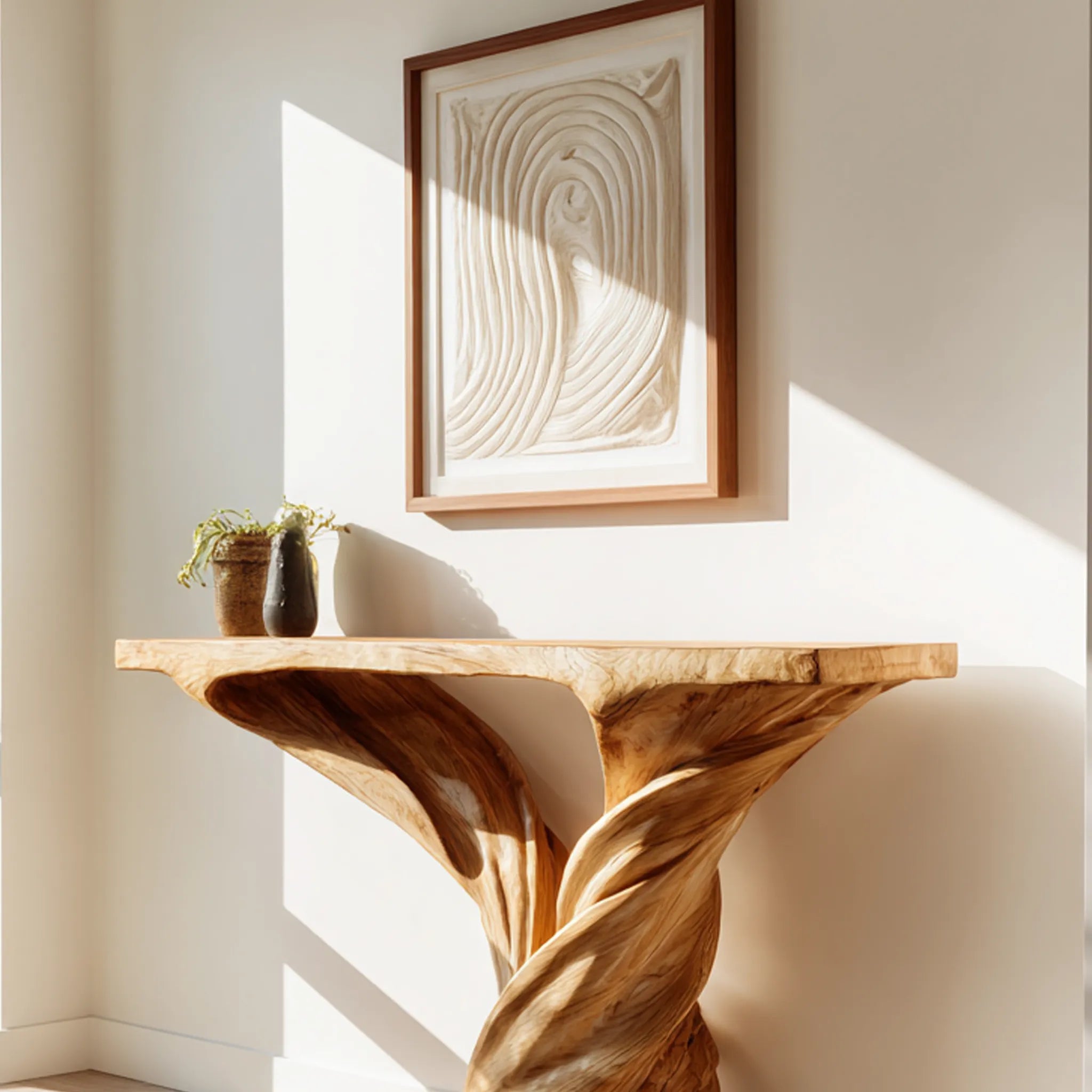 Twin Twist Solid Wood Console Table for Modern Entryways