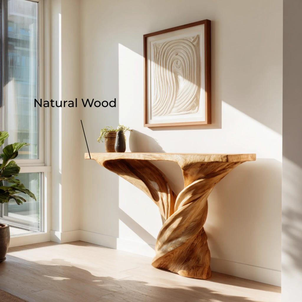 Twin Twist Solid Wood Console Table for Modern Entryways